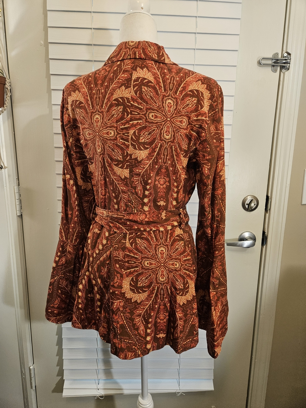 Free People Abigail Blazer Jacket Paisley Boho Rust Size Medium - Picture 5 of 11